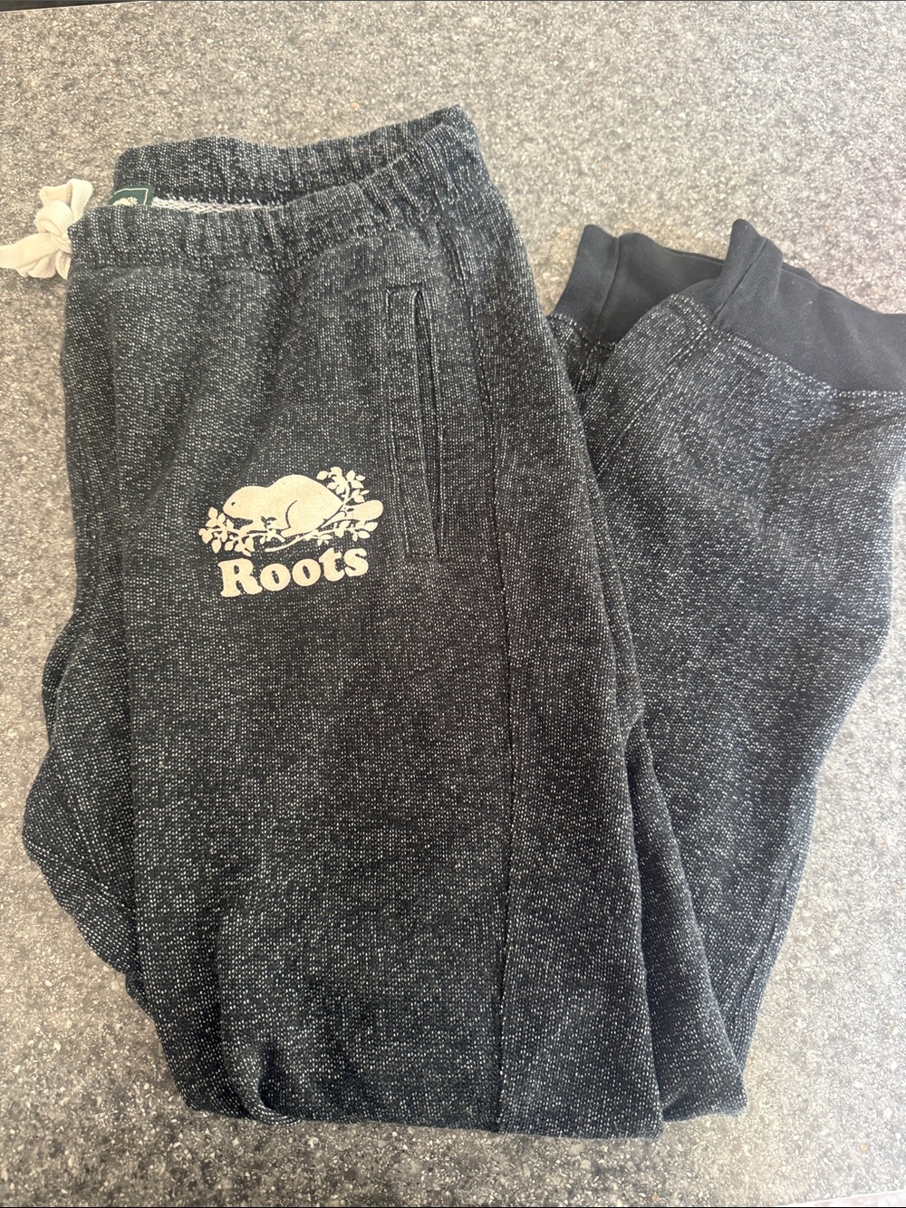 Roots Black Heather Women's Jogger Sweatpants with Logo